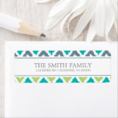 Grijs Blauwgroen Groen Zigzag Tribal Pattern Etiket (Insitu)