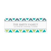 Grijs Blauwgroen Groen Zigzag Tribal Pattern Etiket (Voorkant)