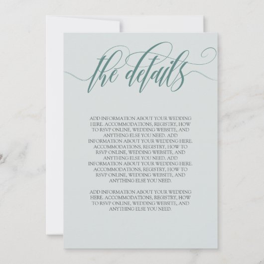 Grijs & Blauwgroen Typografie Informeel 2 in 1 Bru Kaart (Achterkant)