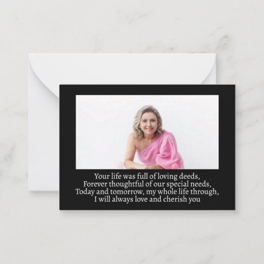 Grijs Bloem Foto Sympathie Bedankt Notitiekaartje (Achterkant)