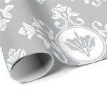 Grijs Bloemen Barok Royal Bridal Antoniette Cadeaupapier<br><div class="desc">Delicate grijze witte samenstellingflorenceK-ontwerp</div>