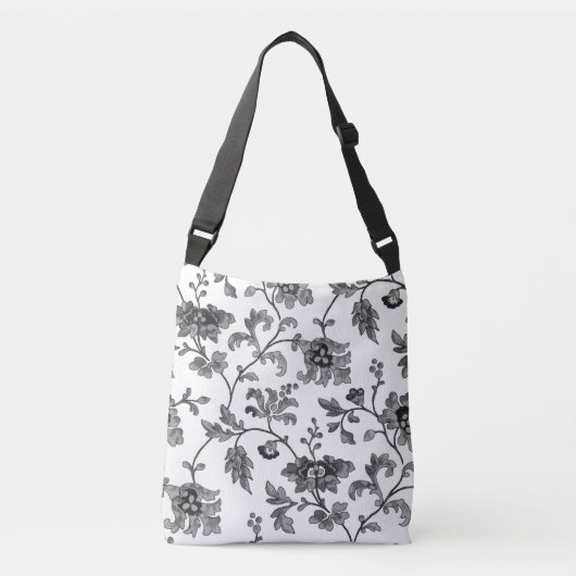  grijs bloemen crossbody tas (Voorkant)