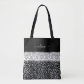 Grijs Bloemen en Luipaard Patroon Tote Bag (Voorkant)