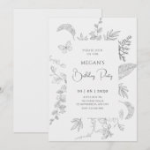  grijs bloemen kaart (Voorkant / Achterkant)