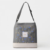 Grijs Bloemen Wildbloem Gepersonaliseerd Monogram Crossbody Tas (Achterkant)