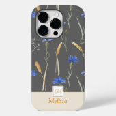 Grijs Bloemen Wildflower Monogram Case-Mate iPhone Case (Achterkant)