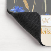 Grijs Bloemen Wildflower Monogram Muismat (Hoek)