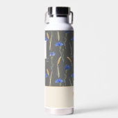 Grijs Bloemen Wildflower Monogram Waterfles (Voorkant)