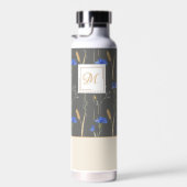 Grijs Bloemen Wildflower Monogram Waterfles (Rechts)