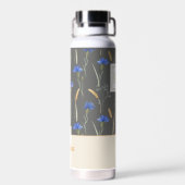 Grijs Bloemen Wildflower Monogram Waterfles (Achterkant)