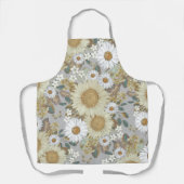 Grijs Bloemen Zonnebloem Patroon Schort (Voorkant)