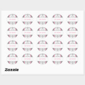 Grijs Bloemenlint Sticker-roze Ronde Sticker (Vel)