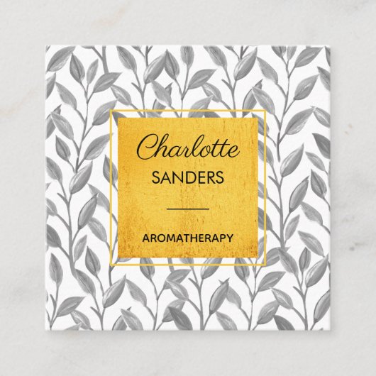 Grijs  bloemkwadraat visitekaartje (Voorkant)