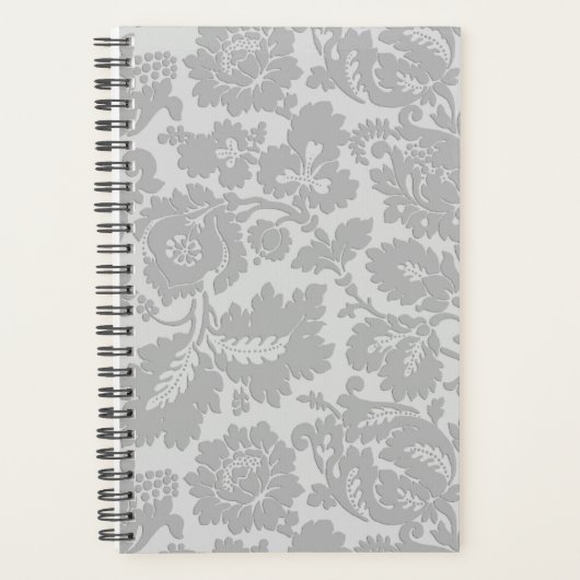 Grijs Bloempatroon Elegante Stijl Planner (Voorkant)
