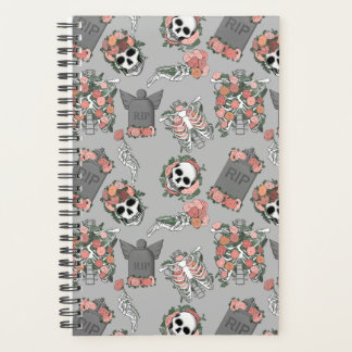 Grijs bloemskelet planner