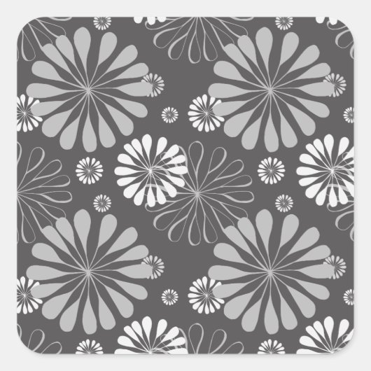 grijs bloemstickers vierkante sticker (Voorkant)