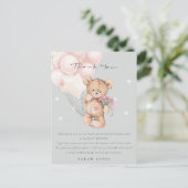 Grijs Blush Beer Barly Wait Balloon Baby shower Briefkaart (Staand voorkant)