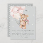 Grijs Blush Beer Barly Wait Balloon Baby shower Briefkaart (Voorkant / Achterkant)