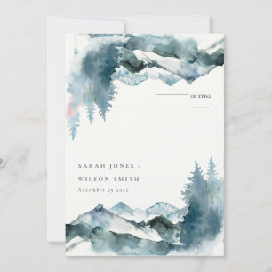 Grijs Blush Blue Mountains Pine Place Card Kaart