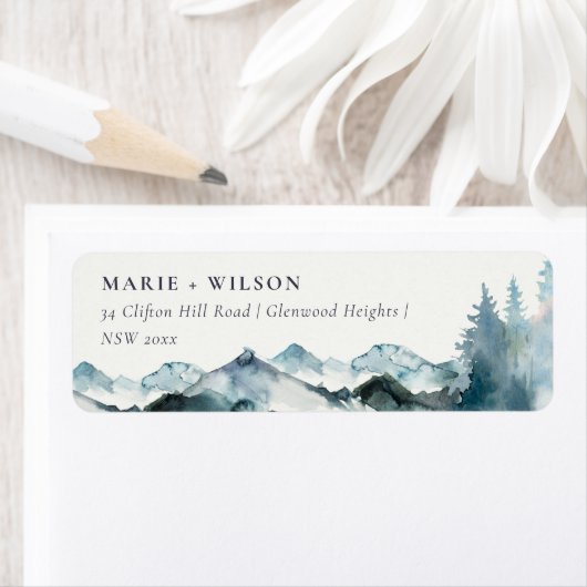 Grijs Blush Green Blue Mountains Pine Adres Etiket (Insitu)