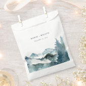 Grijs Blush Green Blue Mountains Pine Weddenschap Bedankzakje (Geknipt)