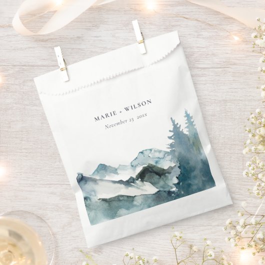 Grijs Blush Green Blue Mountains Pine Weddenschap Bedankzakje (Geknipt)