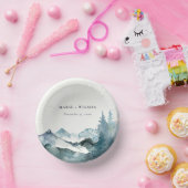 Grijs Blush Green Blue Mountains Pine Weddenschap Papieren Kommen (Feest)