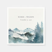 Grijs Blush Green Blue Mountains Pine Weddenschap Servet (Voorkant)