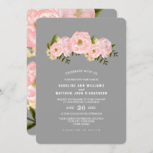 Grijs | Blush Pink Peonies Waterverf Weddenschap