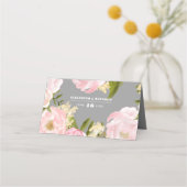 Grijs | Blush Pink Peonies Waterverf Weddenschap Plaatskaartje (Achterkant)