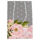 Grijs | Blush Pink Peonies Weddenschap Medium Cadeauzakje (Voorkant)