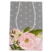 Grijs | Blush Pink Peonies Weddenschap Medium Cadeauzakje (Achterkant)