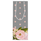 Grijs | Blush Pink Peonies Weddenschap Wijn Cadeautas (Achterkant)