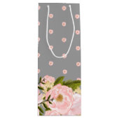 Grijs | Blush Pink Peonies Weddenschap Wijn Cadeautas (Voorkant)