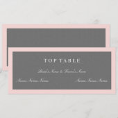 Grijs & Blush Roze Bovenste Tafel Plan Card Kaart (Voorkant / Achterkant)