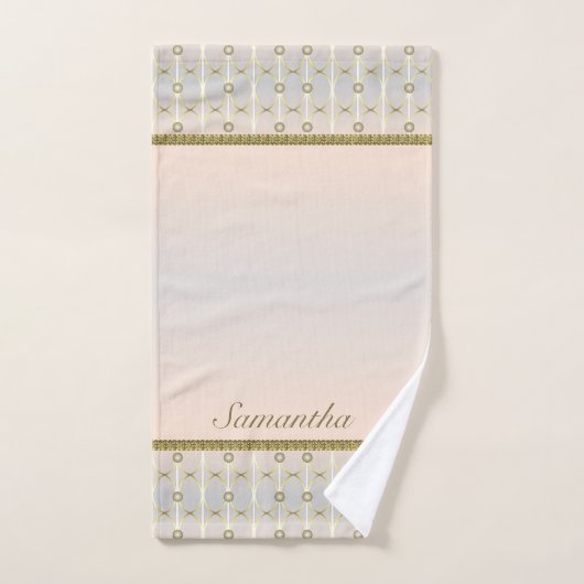Grijs, Blush Roze En Goud Geometrisch Patroon Bad Handdoek (Handdoek)