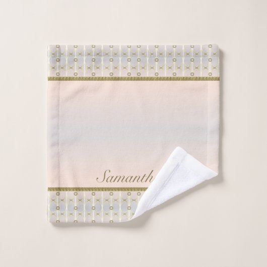 Grijs, Blush Roze En Goud Geometrisch Patroon Bad Handdoek (Wasdoekje)