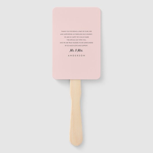 Grijs Blush Roze Modern Floral Weddenschap Handwaaier (Achterkant)