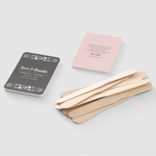 Grijs Blush Roze Modern Floral Weddenschap Handwaaier (Niet-gemonteerd)