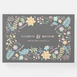 Grijs Blush Roze Modern Floral Wedding Gastenboek