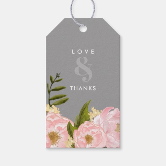 Grijs | Blush roze pony's Dank je huwelijk Cadeaulabel (Voorkant)