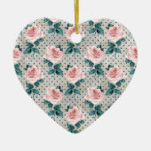 Grijs Blush Roze Rozen Bloemen Stippen Keramisch Ornament (Voorkant)