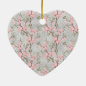 Grijs Blush Roze Rozen Bloemen Stippen Keramisch Ornament (Achterkant)