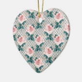 Grijs Blush Roze Rozen Bloemen Stippen Keramisch Ornament (Links)