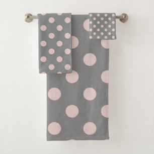 Grijs & Blush Roze Stippen Stip Modern Bad Handdoek