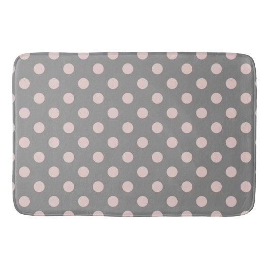 Grijs & Blush Roze Stippen Stip Modern Badmat (Voorkant)