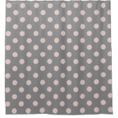 Grijs & Blush Roze Stippen Stip Modern Douchegordijn (Voorkant)