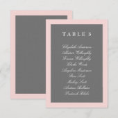 Grijs & Blush Roze Tafelplan kaart (Voorkant / Achterkant)