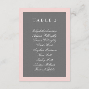 Grijs & Blush Roze Tafelplan kaart