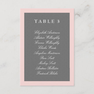 Grijs & Blush Roze Tafelplan kaart